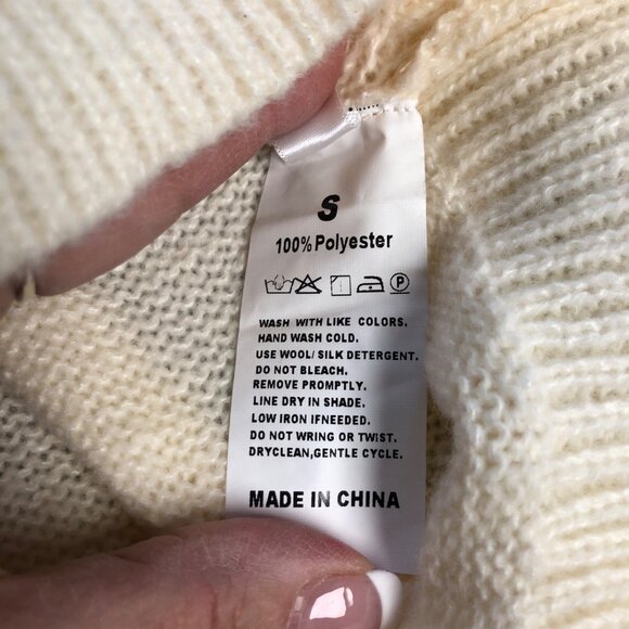 Epretty Cream Textured Knit Pullover Sweater Womens Size Small Long Sleeve NEW - Picture 7 of 9